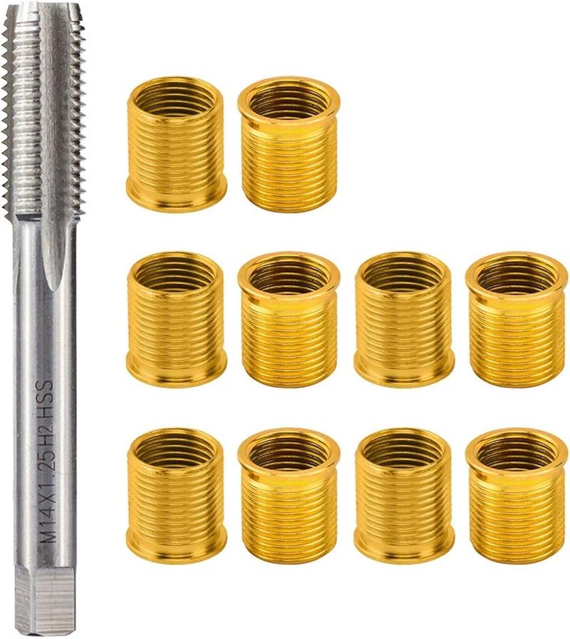 Frdhee Spark Plug Thread Repair Kit, Stainless Steel Repair kit for Automotive Gasoline Engines Generators, M12×1.25 Inserts and M14×1.25 Tap Spark Plug Rethreading Set - Image 1